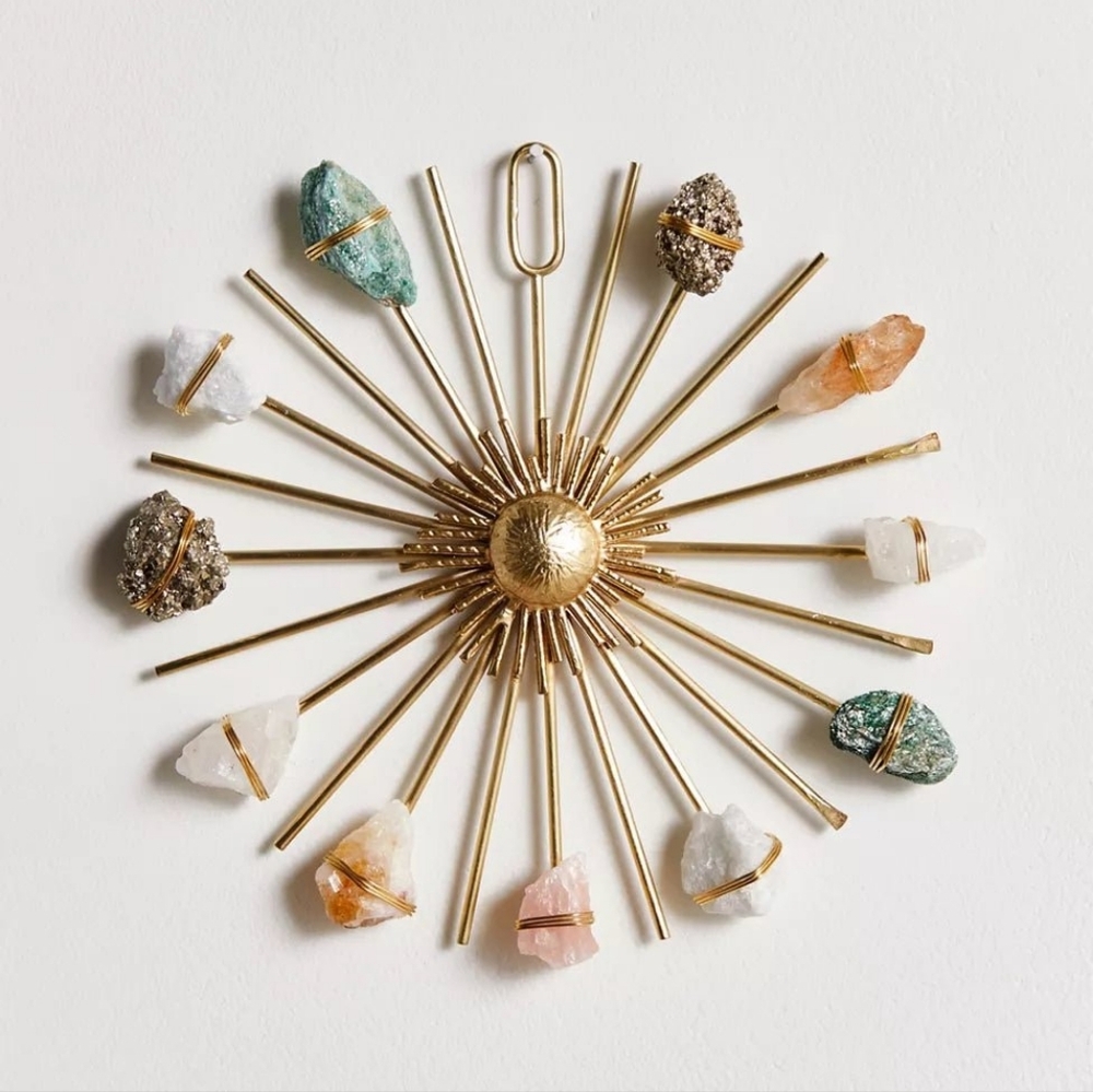 Gold Sunburst Wall Decor with Gemstones